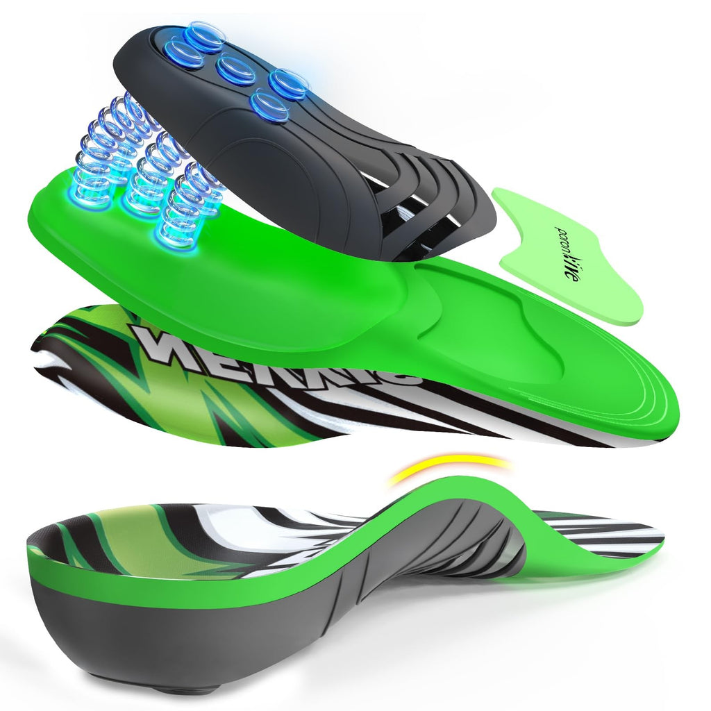 Dynamic Spring Plantar Fasciitis Insoles for Flat Feet, 250 Lb Heavy Duty Wor...