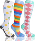 3 PCS plus Size Compression Socks ​Knee High Wide Calf 20-30 Mmhg 2Xl 3Xl 4Xl 6Xl Circulation Breathable for Nurse Varices