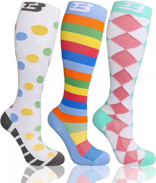 3 PCS plus Size Compression Socks ​Knee High Wide Calf 20-30 Mmhg 2Xl 3Xl 4Xl 6Xl Circulation Breathable for Nurse Varices